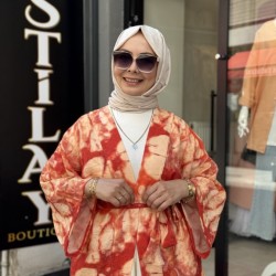 BATİK DESENLİ KİMONO TURUNCU