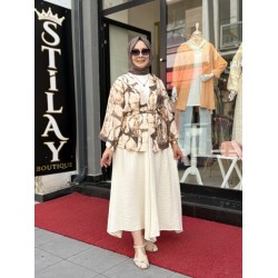 BATİK DESENLİ KİMONO KAHVE