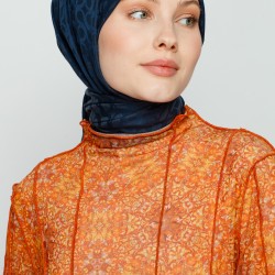 GECE MAVİ BLOOM DESEN ŞAL 