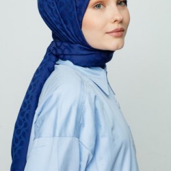 KOYU KOT MAVİ BLOOM DESEN ŞAL 