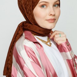 ÇİKOLATA KAHVE BLOOM DESEN ŞAL 