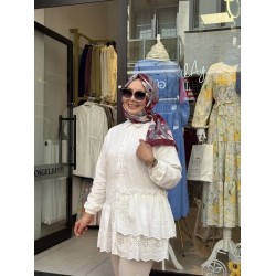 BRODE KAT DETAYLI GÖMLEK BEYAZ