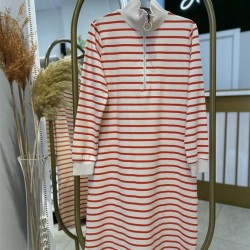 FERMUAR DETAYLI UZUN ÇİZGİLİ SWEAT KİREMİT