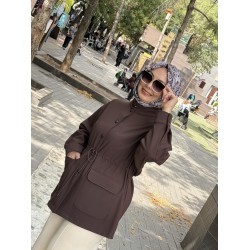 CEP DETAYLI ÇITÇITLI KAP KAHVE