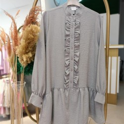 DORA PAMUK KETEN GÖMLEK GRİ