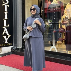 ETEKLİ KAPŞON DETAYLI MODAL TAKIM İNDİGO