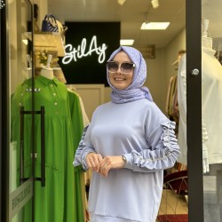 FIRFIR DETAYLI IŞILTILI SWEAT LİLA 