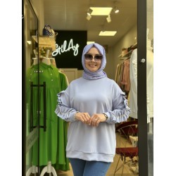 FIRFIR DETAYLI IŞILTILI SWEAT LİLA 