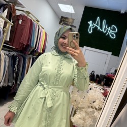 FIRFIR DETAYLI TAŞLI GÖMLEK MİNT YEŞİLİ