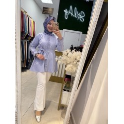 FIRFIR DETAYLI TAŞLI GÖMLEK LİLA