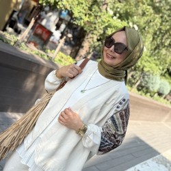 KAHVE LACİVERT PUL PAYET İŞLEMELİ KİMONO 