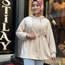 KAPŞONLU MODAL GİY ÇIK KAP BEJ