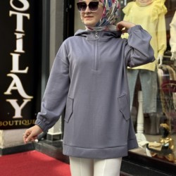 KAPŞONLU MODAL SWEAT İNDİGO