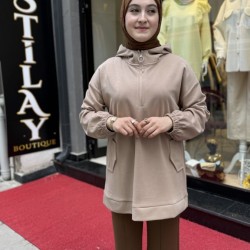 KAPŞONLU MODAL SWEAT VİZON 