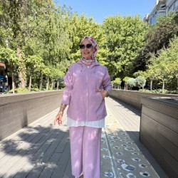 KAPŞONLU TENSEL TAKIM SOFT PEMBE 