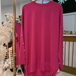 KOLU DÜĞMELİ MERSERİZE TUNİK FUŞYA