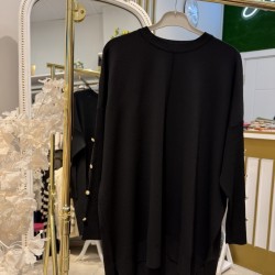 KOLU DÜĞMELİ MERSERİZE TUNİK SİYAH