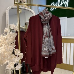 KOLU DÜĞMELİ MERSERİZE TUNİK BORDO