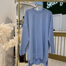 KOLU DÜĞMELİ MERSERİZE TUNİK BEBE MAVİSİ