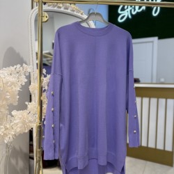 KOLU DÜĞMELİ MERSERİZE TUNİK LİLA