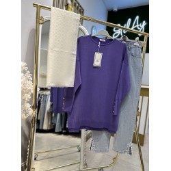 KOLU DÜĞMELİ TUNİK LİLA