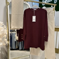 KOLU DÜĞMELİ TUNİK BORDO