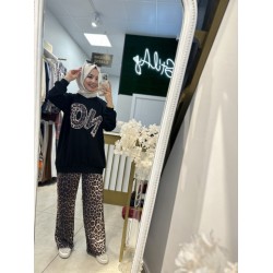 LEOPAR PANTOLONLU OYSHO TAKIM SİYAH