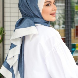 MONOGRAM HALKA DESEN ŞAL İNDİGO