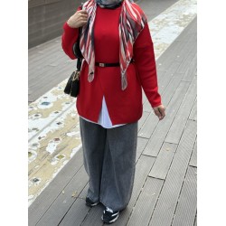 MRW MAKAS TRİKO TUNİK KIRMIZI