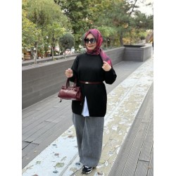 MRW MAKAS TRİKO TUNİK SİYAH