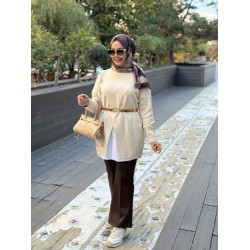MRW MAKAS TRİKO TUNİK BEJ