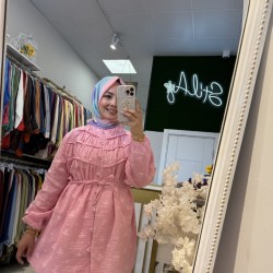 NAKIŞ DETAYLI MÜSLİN TUNİK PEMBE