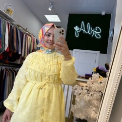 NAKIŞ DETAYLI MÜSLİN TUNİK SARI