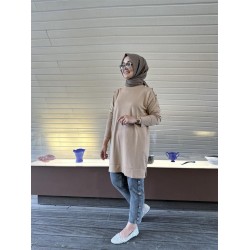 OMUZ DÜĞME DETAYLI TRİKO KAHVE