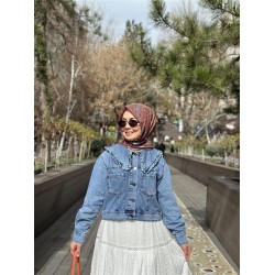 OVERSİZE BEBE YAKA KISA KOT CEKET