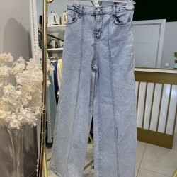 PALAZZO LİKRALI KOT PANTOLON BUZ MAVİSİ