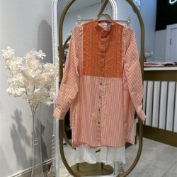 PERU ÇİZGİLİ GÖMLEK TURUNCU