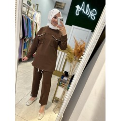 TAŞ DETAYLI SPOR TAKIM KAHVE