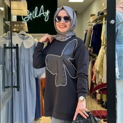 TAŞ İŞLEMELİ SWEAT SİYAH
