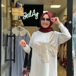 TAŞ İŞLEMELİ SWEAT BEJ