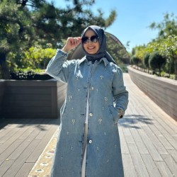 TAŞLI KOT TRENÇ AÇIK MAVİ 7189