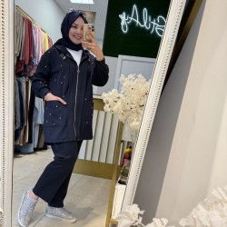 TAŞLI FERMUARLI SCUBA TAKIM LACİVERT