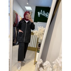 TAŞLI FERMUARLI SCUBA TAKIM SİYAH