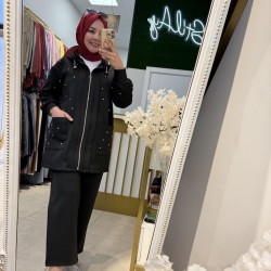 TAŞLI FERMUARLI SCUBA TAKIM SİYAH