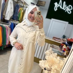 TAŞLI TENSEL GÖMLEK BEJ