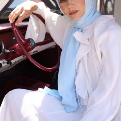 VALOR MONOGRAM DESEN ŞAL BUZ MAVİ