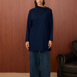 MRW YAKA VEREV TUNİK LACİVERT