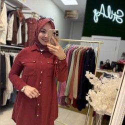 YILDIZ DETAYLI TENSEL GÖMLEK BORDO