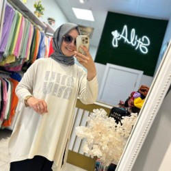 MİU MİU TAŞLI ASİMETRİK TUNİK TAŞ