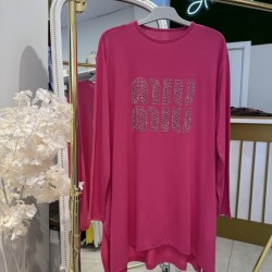 MİU MİU TAŞLI ASİMETRİK TUNİK FUŞYA